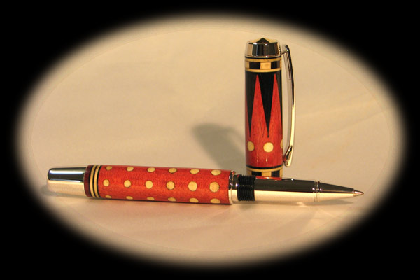 Pool Cue Pen Ebony, Pink Ivory and Holly